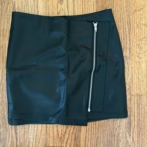 Black Faux Leather Zippered Mini Skirt